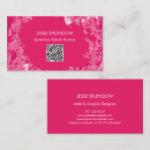 Artistieke Hot-Roze Abstracte verfcode QR-code Visitekaartje (Voorkant / Achterkant)