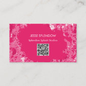 Artistieke Hot-Roze Abstracte verfcode QR-code Visitekaartje (Voorkant)