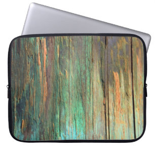 Artistieke houtnerf kleurrijke laptophoes laptop sleeve