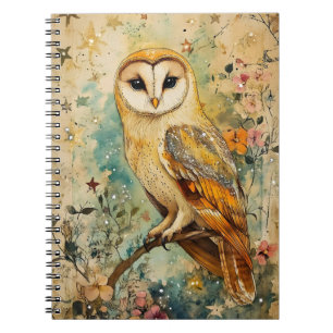 Artistieke illustratie van een kerkuil, notitieboek