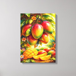 Artistieke illustratie van een mango boomgaard canvas afdruk