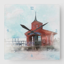Artistieke illustratie van Lake Pier voor Home Dec