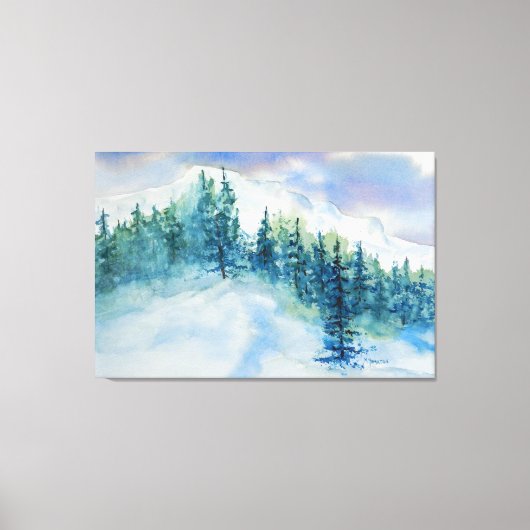 Artistieke impressionist Snowy Mountain Scene Canvas Afdruk (Voorkant)