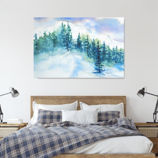 Artistieke impressionist Snowy Mountain Scene Canvas Afdruk (Insitu (Slaapkamer))
