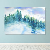 Artistieke impressionist Snowy Mountain Scene Canvas Afdruk (Insitu (Houten vloer))
