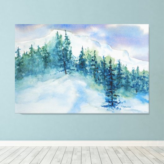 Artistieke impressionist Snowy Mountain Scene Canvas Afdruk (Insitu (Houten vloer))