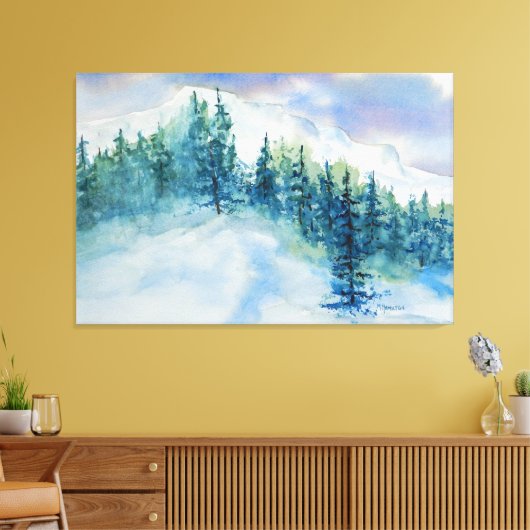 Artistieke impressionist Snowy Mountain Scene Canvas Afdruk (Insitu (Woonkamer))
