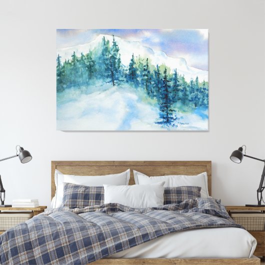 Artistieke impressionist Snowy Mountain Scene Canvas Afdruk (Insitu (Slaapkamer))