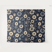 Artistieke Indigo Bloemen | Waterverf Pattern Desi Wandkleed (Voorkant (horizontaal))