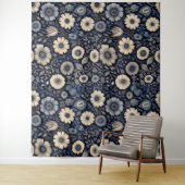 Artistieke Indigo Bloemen | Waterverf Pattern Desi Wandkleed (In situ)