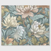 Artistieke inkt kunst  bloementuin blauwgroen cadeaupapier (Vlak)
