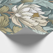 Artistieke inkt kunst  bloementuin blauwgroen cadeaupapier (Hoek)