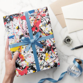 Artistieke inktspat multi-kleur abstract patroon cadeaupapier