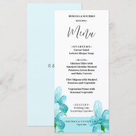 Artistieke Iris Blauwe Bloemige Waterverf Handgesc Menu