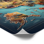 Artistieke kaart van de VS Poster (Hoek)