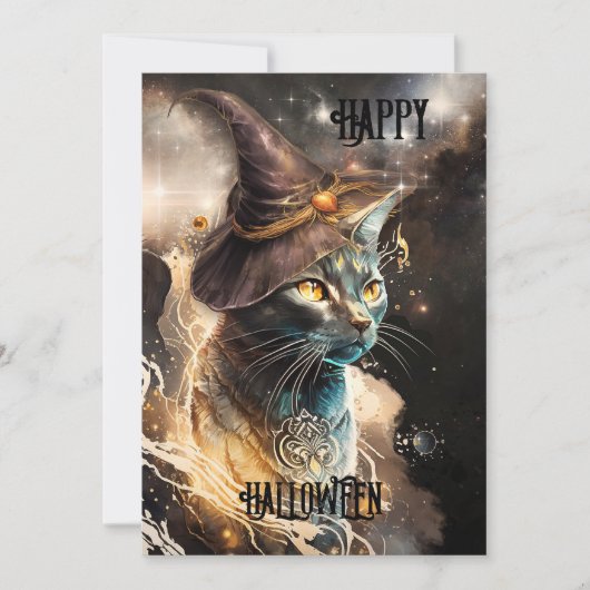 Artistieke kat Halloween vakantiewenskaart Feestdagenkaart (Voorkant)