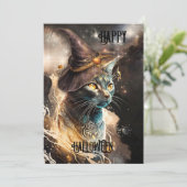 Artistieke kat Halloween vakantiewenskaart Feestdagenkaart (Staand voorkant)