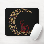 Artistieke kat op de maan Design Mousepad Muismat (Met muis)
