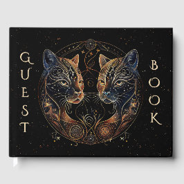 Artistieke katachtige cirkel tweeling katten gastenboek