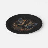 Artistieke katachtige cirkel tweeling katten papieren bordje (Gekanteld)