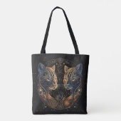 Artistieke katachtige cirkel tweeling katten tote bag (Achterkant)