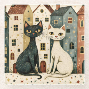 Artistieke Katten Glazen Onderzetter