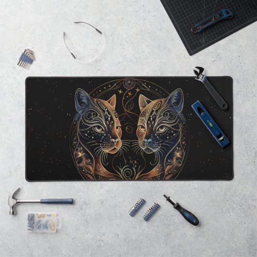 Artistieke Kattenkring Tweelingkatten Bureaumat (Werkstation)
