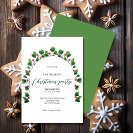 Artistieke Kerst Groene Rode Krans Waterverf Kaart