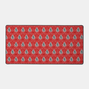 Artistieke kerstboom Pattern Grey Red Holiday Bureaumat