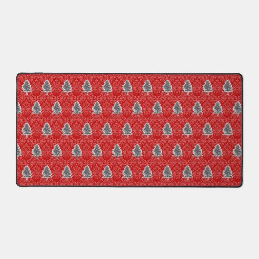 Artistieke kerstboom Pattern Grey Red Holiday Bureaumat (Voorkant)