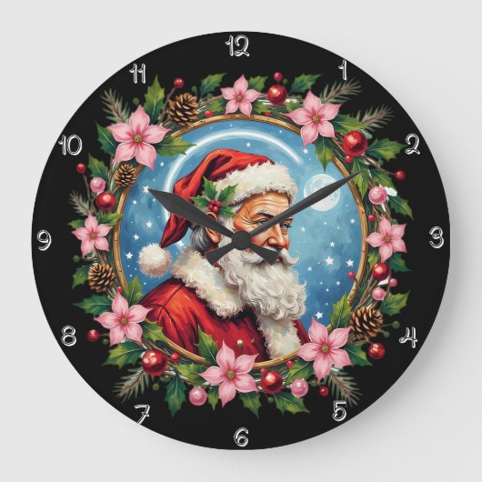 Artistieke Kerstman Kerstkrans Grote Klok (Voorkant)