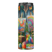 Artistieke kikker in een grillig landschap thermosbeker (Achterkant)