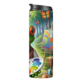 Artistieke kikker in een grillig landschap thermosbeker (Geroteerd rechts)