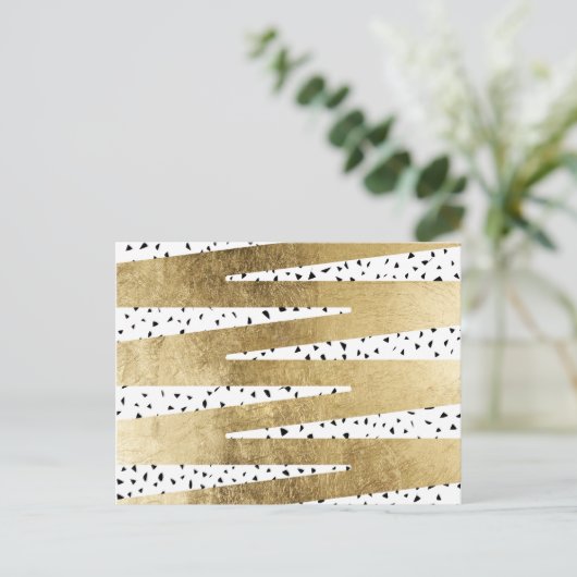 Artistieke kleuren goud & zwarte zigzag & Abstract Briefkaart (Staand voorkant)