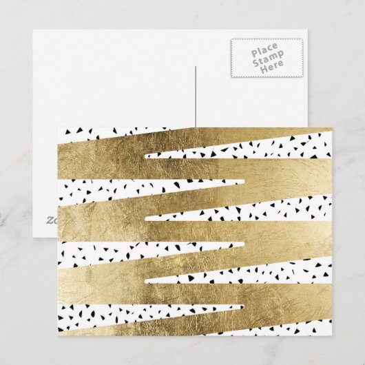 Artistieke kleuren goud & zwarte zigzag & Abstract Briefkaart (Voorkant / Achterkant)