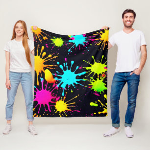 Artistieke kleurenburst met druipende verf fleece deken