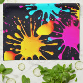 Artistieke kleurenburst met druipende verf theedoek (Gevouwen)