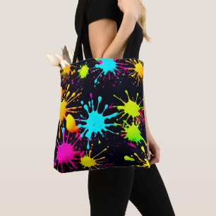 Artistieke kleurenburst met druipende verf tote bag