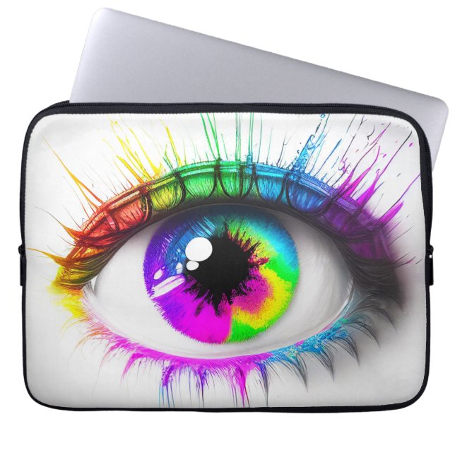 Artistieke kleurige ogen laptop sleeve (Voorkant)
