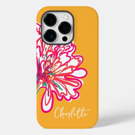 Artistieke Kleurrijke Bloem Gepersonaliseerd Naam Case-Mate iPhone Case (Achterkant)