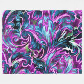 Artistieke Kleurrijke Damask Paarse Blauwgroen Bla Fleece Deken (Voorkant (Horizontaal))