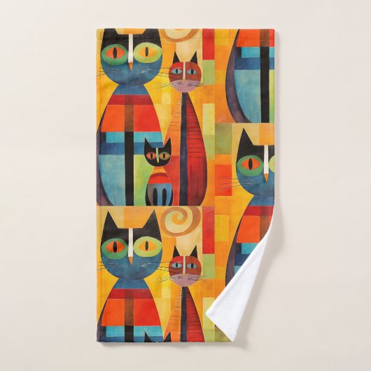 Artistieke Kleurrijke Katten Modern Bad Handdoek (Handdoek)