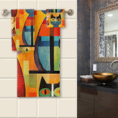 Artistieke Kleurrijke Katten Modern Bad Handdoek