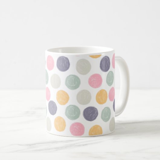 artistieke kleurrijke pastelpolka dot monogram koffiemok (Voorkant rechts)