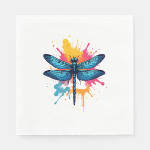 Artistieke kleurrijke Pop Art Painted Dragonfly Servet