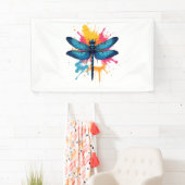 Artistieke kleurrijke Pop Art Painted Dragonfly Spandoek (Insitu)