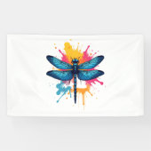 Artistieke kleurrijke Pop Art Painted Dragonfly Spandoek (Horizontaal)