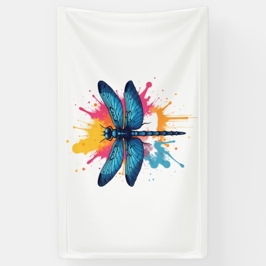 Artistieke kleurrijke Pop Art Painted Dragonfly Spandoek (Verticaal)