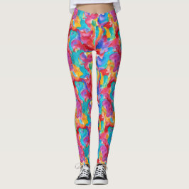 Artistieke Kleurrijke Regenboog Aquarelkwast Verf  Leggings