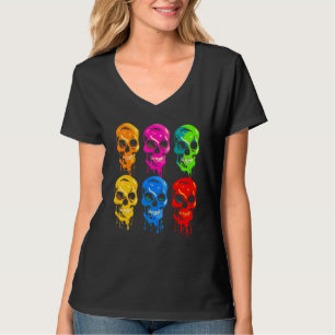 Artistieke kleurrijke schedel Weg dop schilderend  T-shirt